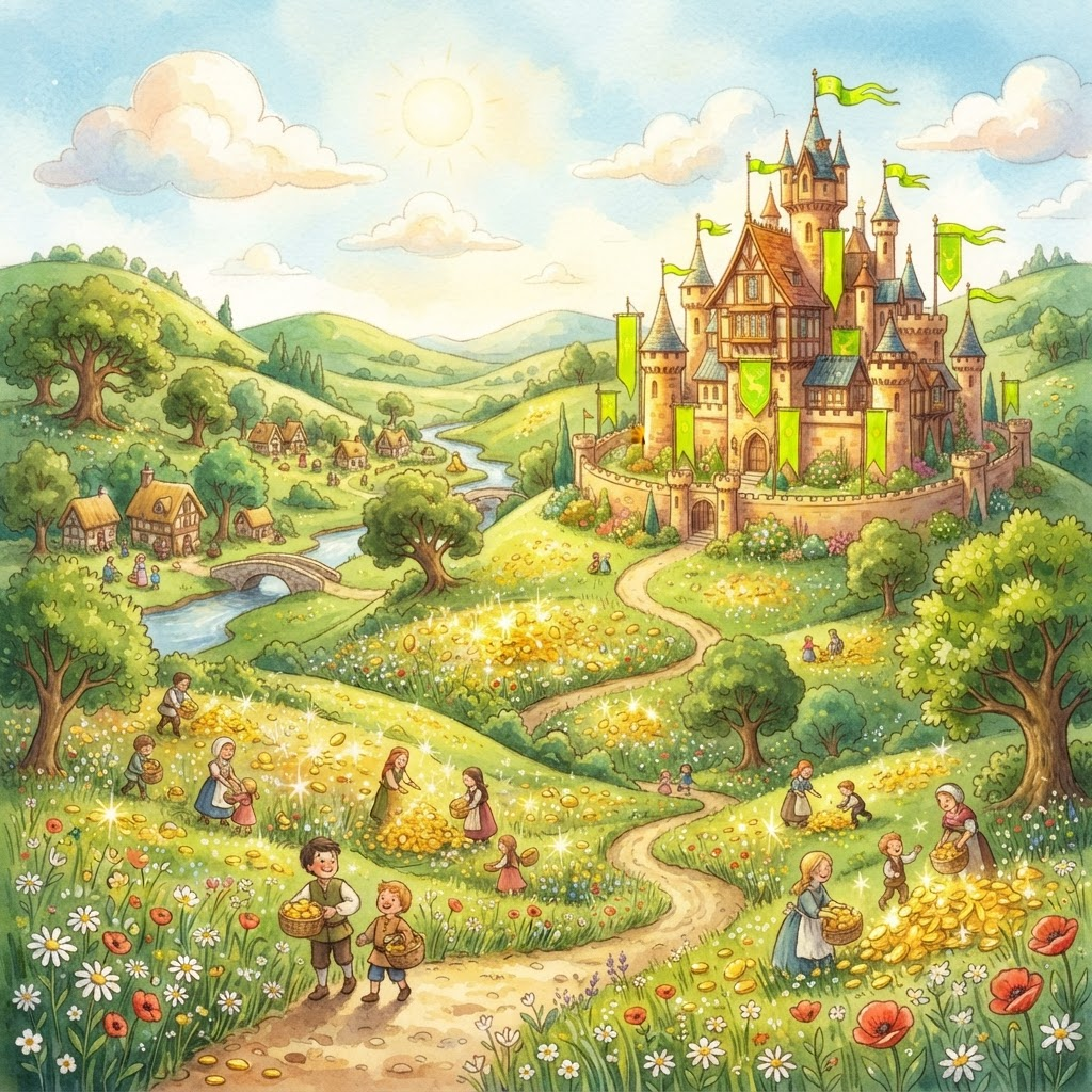 A shining green fairy-tale kingdom of Robinhood Land